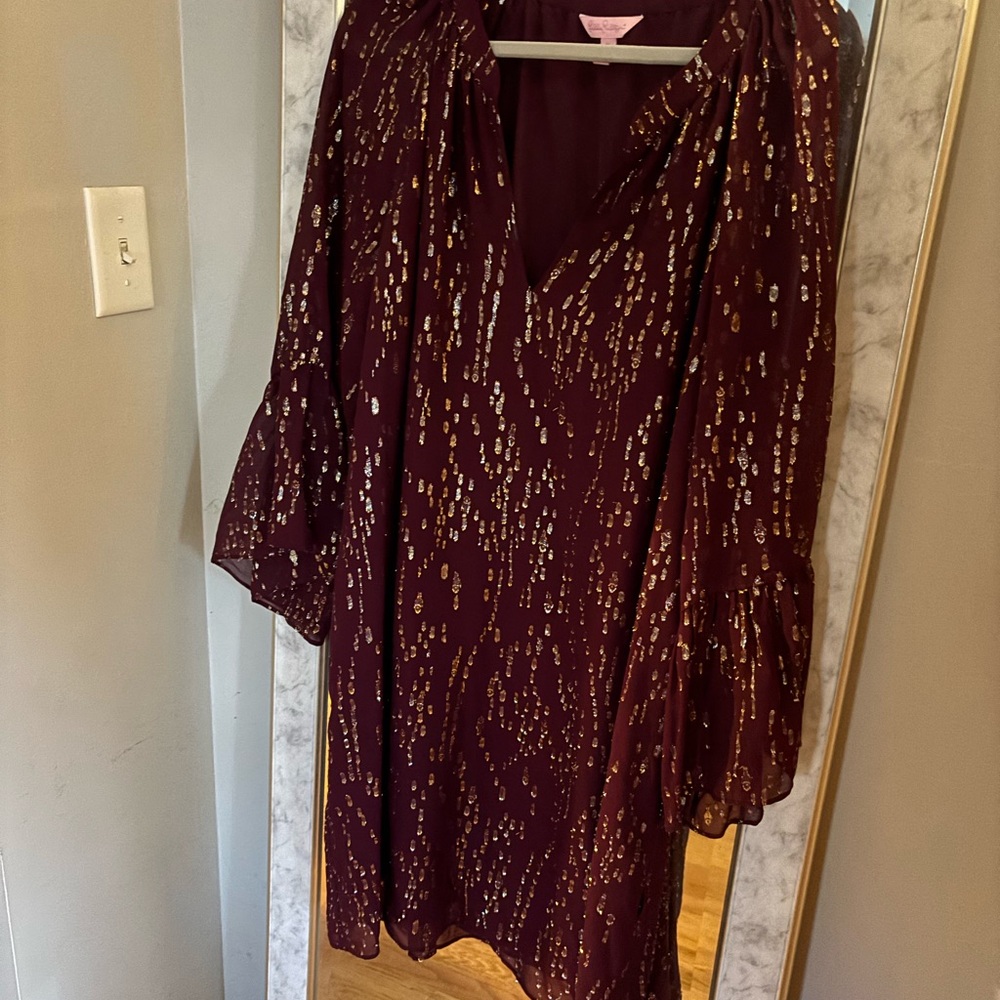 Lilly Pulitzer Burgundy Gold Dress